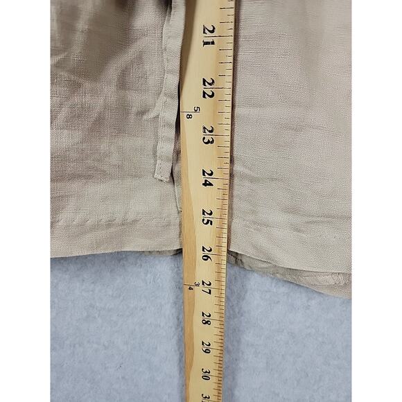 Vtg Spiegel 100% Linen Beige LS Button Up Blazer Rear Tie Size 10 Shoulder Pads - Picture 8 of 11